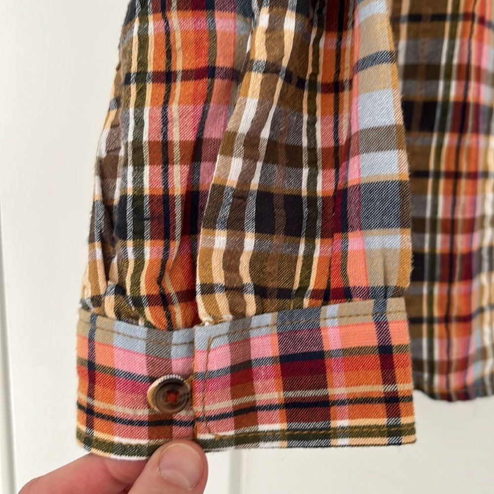 Anthropologie Pilcro Multicolor Plaid Tie Neck Blouse S - Picture 9 of 10